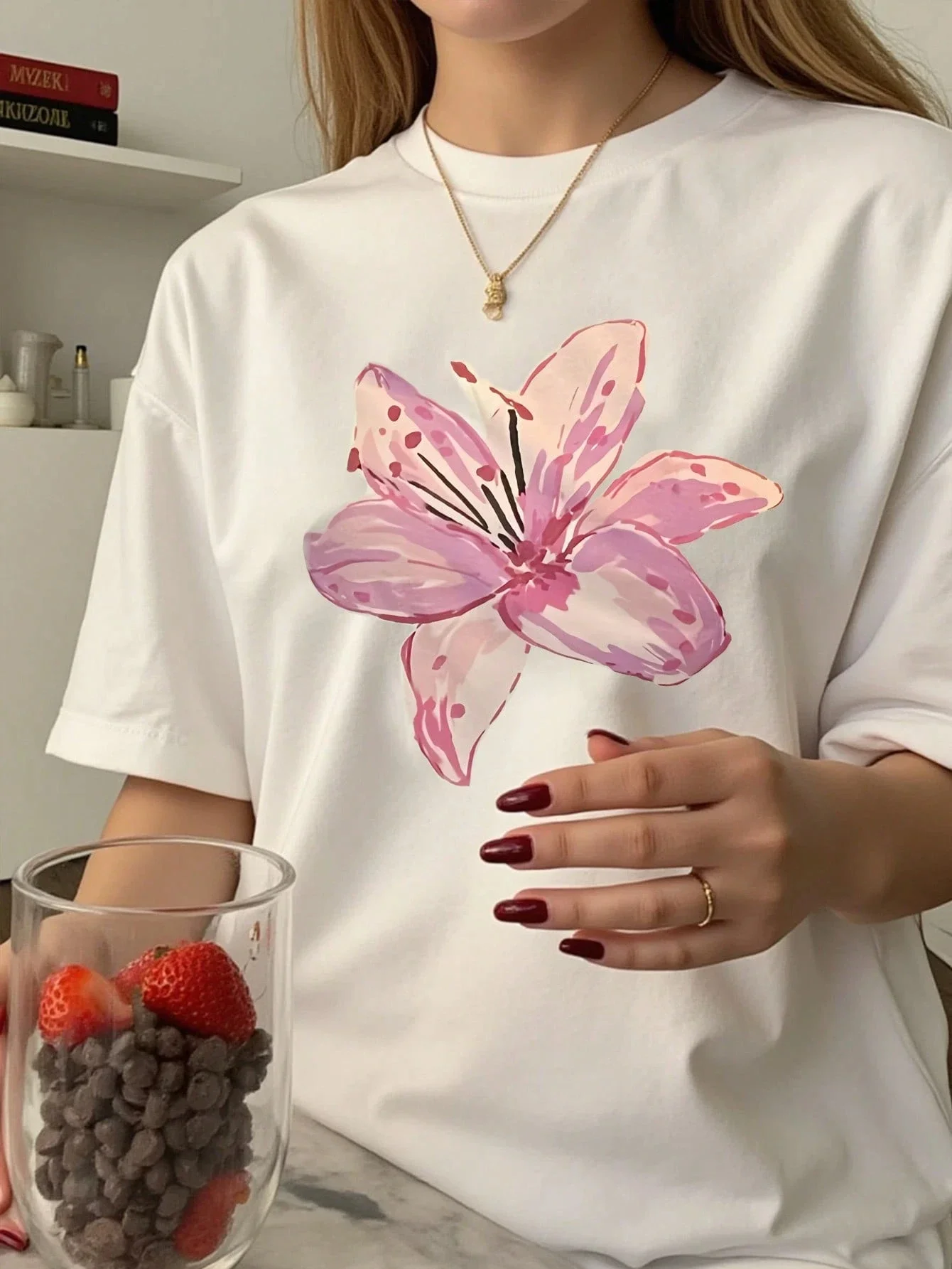 Beautiful Blooming Flowers Pattern Women T-Shirt Summer Short Sleeve O-Neck Female Clothes Hip Hop Casual Streetwear