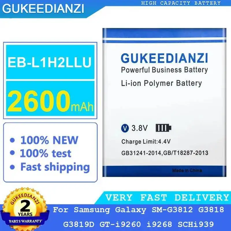 

2600Mah Lightweight EB-L1H2LLU For Samsung Galaxy SM-G3812 G3818 G3819D GT-I9260 I9268 Schi939 Mobile Phone Battery Long Lasting