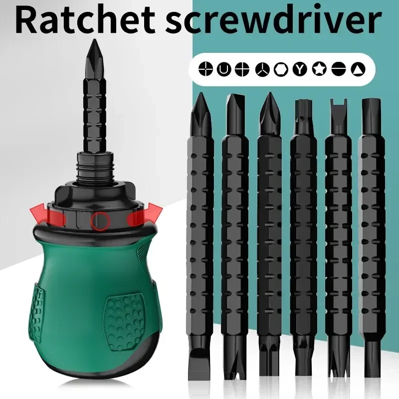 

Ratchet Screwdriver Set 13 In 1 Short Handle Cross Groove Drill Telescopic Dual Purpose Small Chrome Vanadium Steel Repair Tools