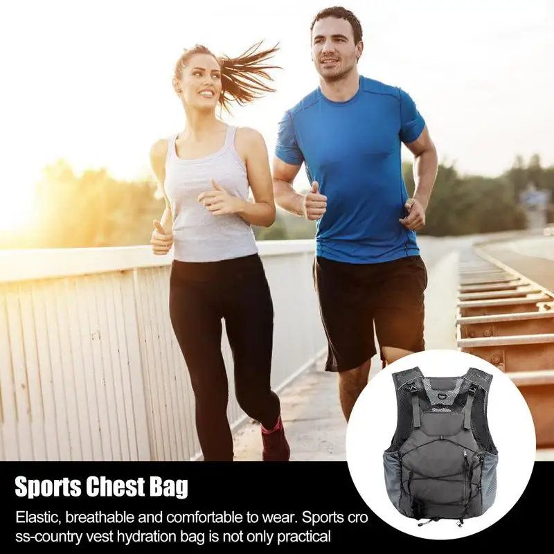 Chest Pack น้ําหนักเบา Daypack เสื้อกั๊กกีฬายูทิลิตี้ Chest Pack พร้อมที่วางโทรศัพท์ในตัวสําหรับออกกําลังกายวิ่งขี่จักรยาน