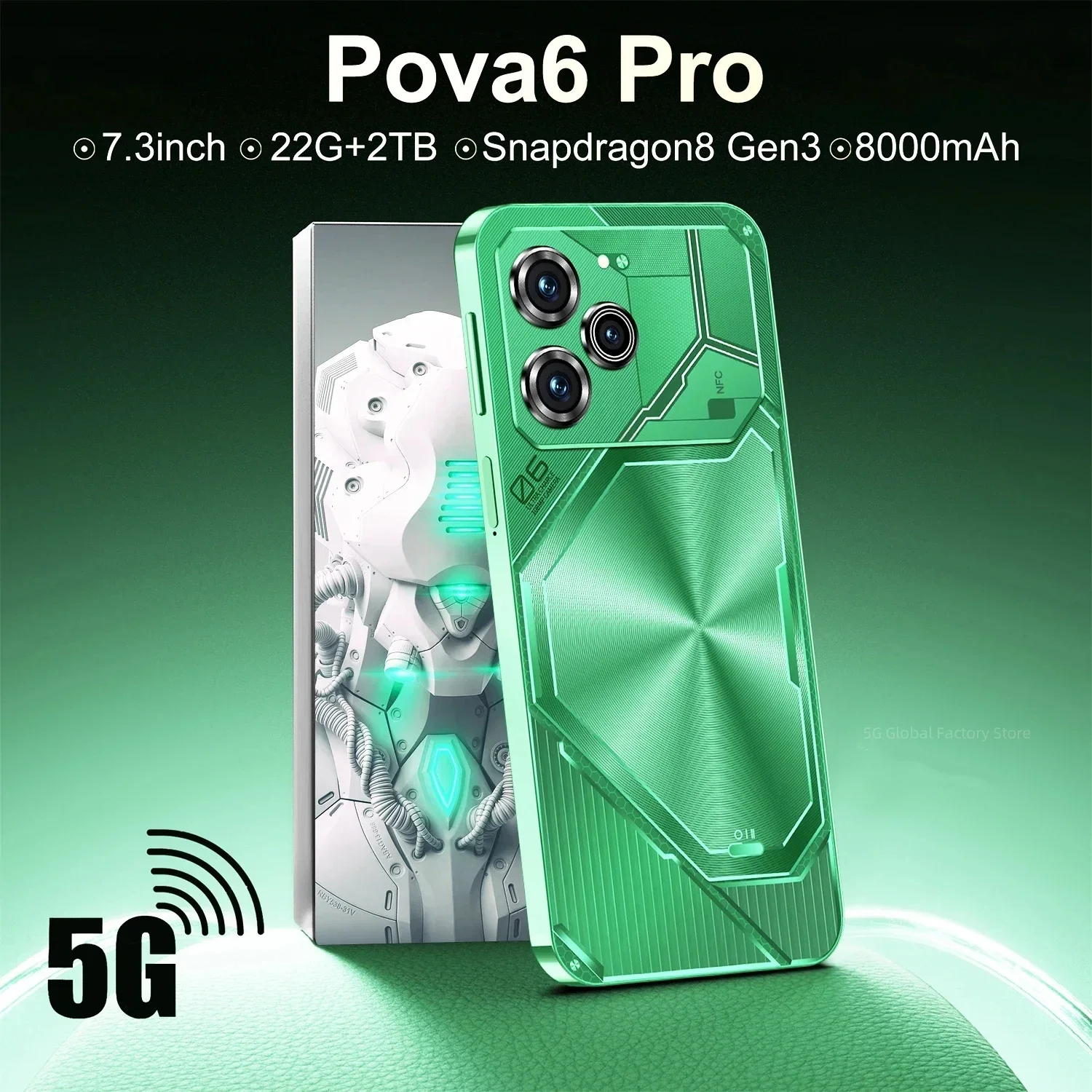 

Original Pova 6 Pro Smartphone 5G Dimensity9200 7.3inch 22GB+2TB Cell Phone DualSIM MobilePhones 50+108MP Android14 Unlocked NFC