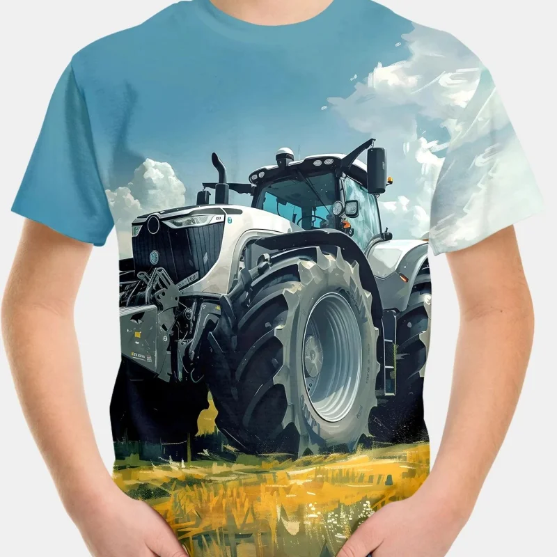 

Kids Clothes Boys Tshirt Short Sleeve Cartoon Trucks Print Children Summer Clothes Casual Stylish Child Girl Clothes O-Neck Tops