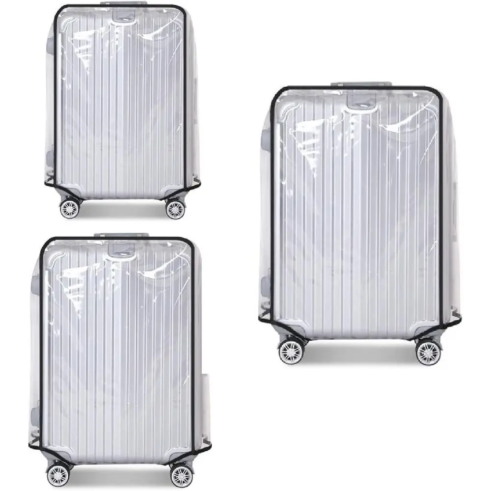 Transparent Protective PVC Suitcase Covers for 20, 24, and 28 Luggage - 3 Pack