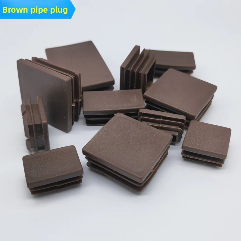 4/8Pcs 갈색 플라스틱 엔드 캡 라운드/사각형 튜브 파이프 플러그 인서트 19-32mm 20x20-100x100mm 가구 다리 용 커버 캡 보호대
