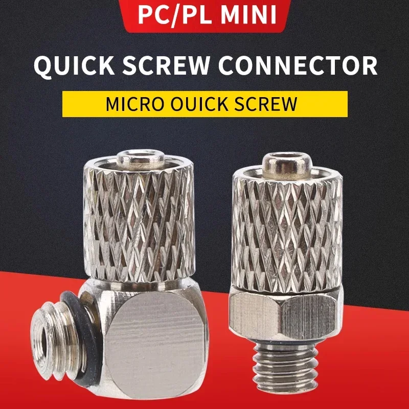 

Mini Male Thread M3 M4 M5 M6 -Air Tube OD 3mm 4mm 6mm Pneumatic Pipe Connector Screw Through Quick traight/Elbow Fitting