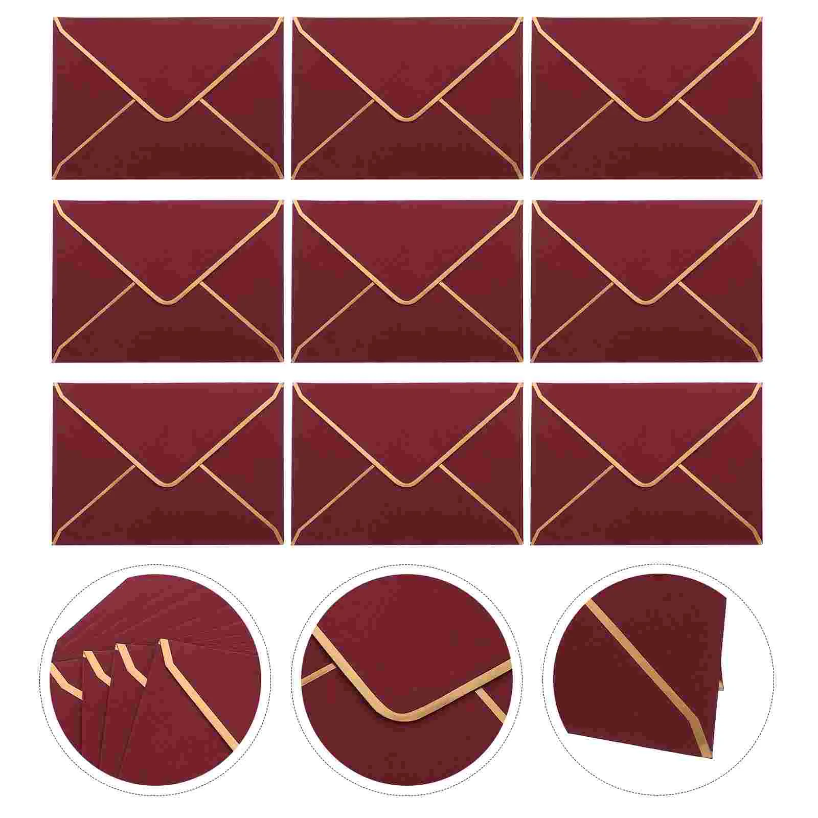 

Envelopes for Money Gold Edge Business Invitation European Kraft Paper Western Bag 10pcs (burgundy) Colorful Cardholder