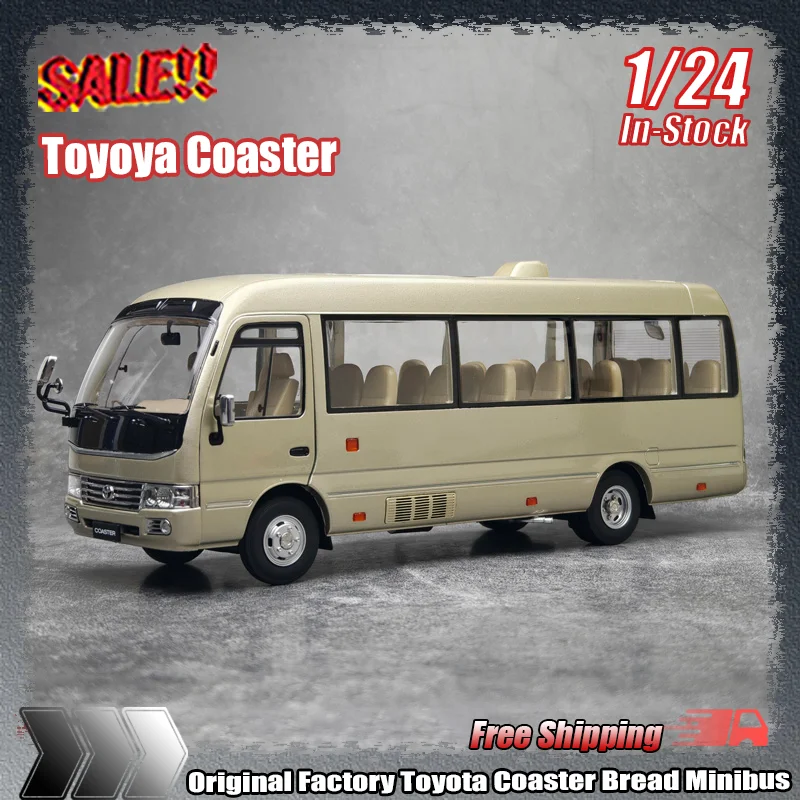 

Original Factory 1:24 Toyota Coaster Bread Minibus Simulation Alloy Die-Casting Car Model Custom Children'S Toys Christmas Gifts