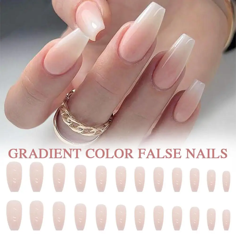 Handmade Press on Nails Super Shiny Powder Gradient Color False Nails Wearable Detchable Almond Fake Nail Tips for Girl F6T2