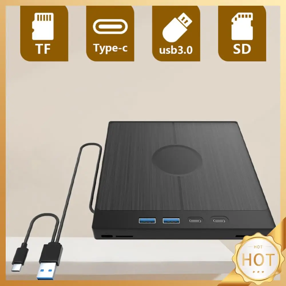 

7 in 1 External CD/DVD Drive DVD Player with 2 USB/Type-C Ports USB 3.0 Portable CD/DVD Burner 1 TF/SD Card Slots Optical Drives