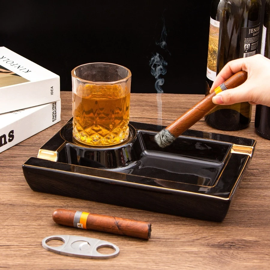 

Премиальная пепельница для сигар, креативная квадратная керамическая пепельница высокого класса для домашнего использования в европейском стиле