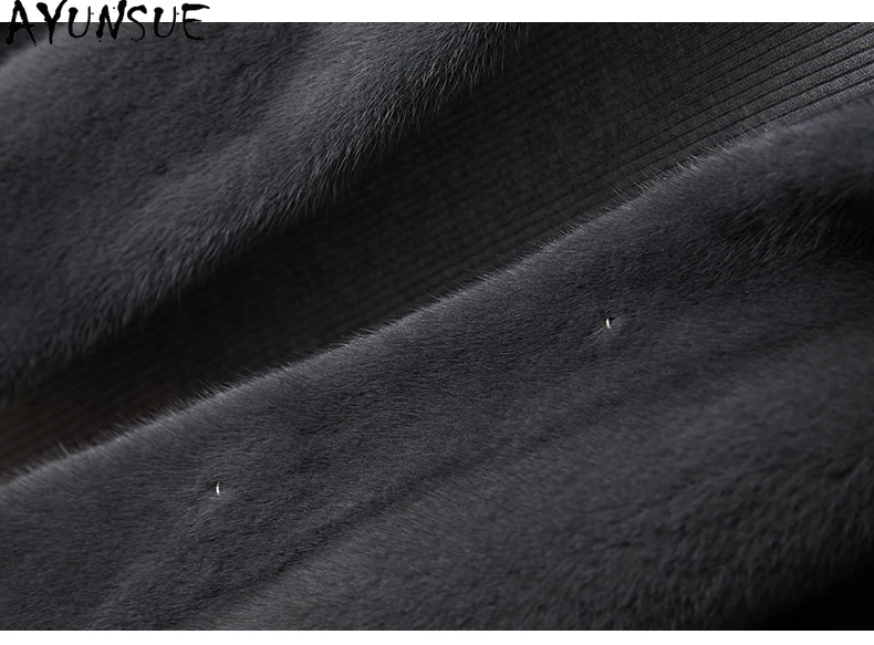 معطف فرو المنك الطبيعي من AYUNSUE ملابس حريمي بياقة من فرو الثعلب معاطف نسائية فاخرة من فرو المنك بالكامل سترة شتوية 2025 شغبة Жenca
