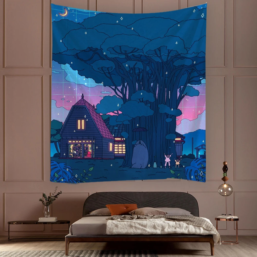 Comics Kawaii Indie Room Decor Tapestry Hippie Romantic Macrame Tapestry Wall Hanging Cute Decor Room Decoration Anime Tapestry