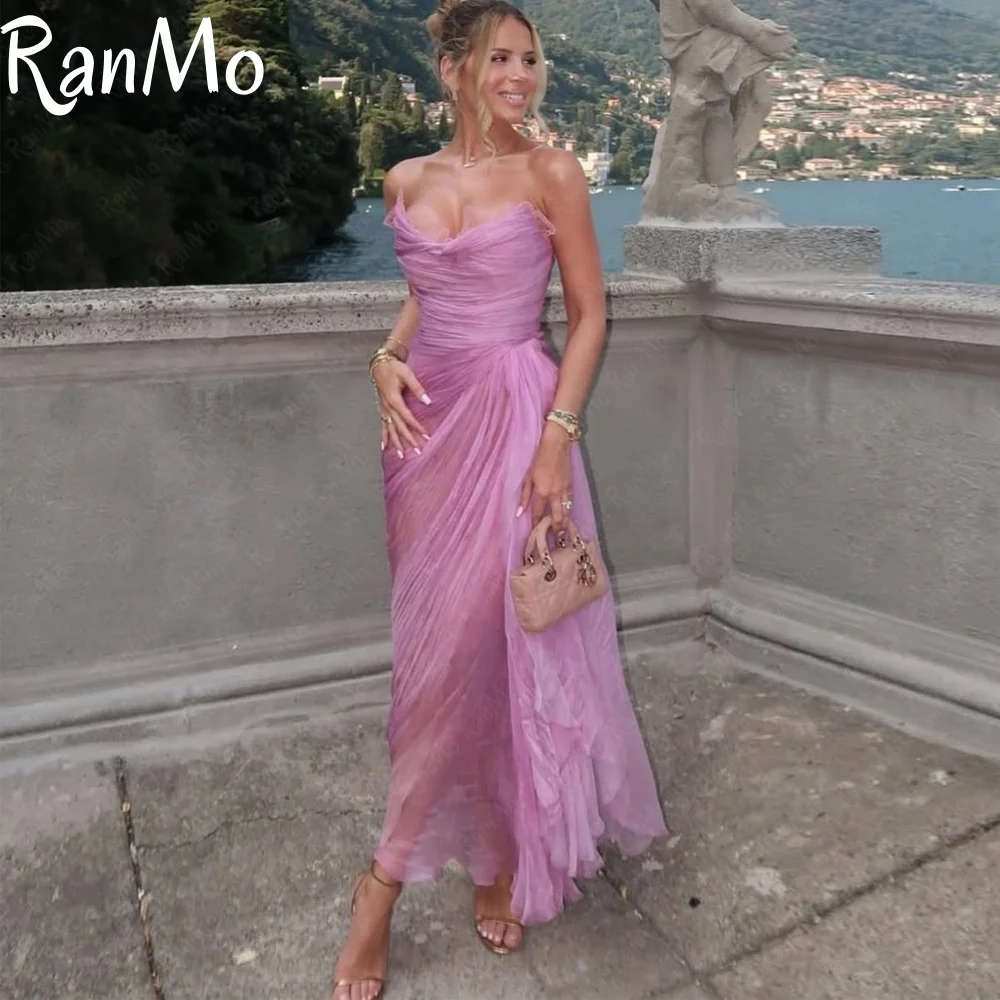 

Ranmo 2025 Customized Sexy Mermaid Sweetheart Evening Dress Shiny Yarn Prom Dresses Ankle Length Vestidos De Noches Party Gowns
