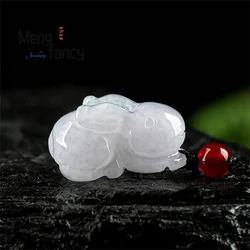 Natural Myanmar A-goods Jadeite Zodiac Rabbit Three-dimensional Carving Ice Jade Pendant Cute Exquisite Mascots Fashion Jewelry