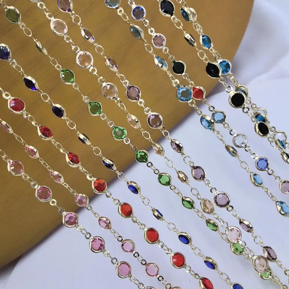 Colorful Shiny Crystal Beads Chains Zircon DIY Necklace Chain Making Jewelry Crafts Beaded Making