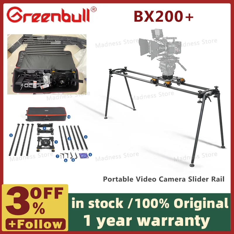 Greenbull BX200+ Camera Track Motorized Camera Slider Portable Camera Dolly Slider in Stock for Filmmaking