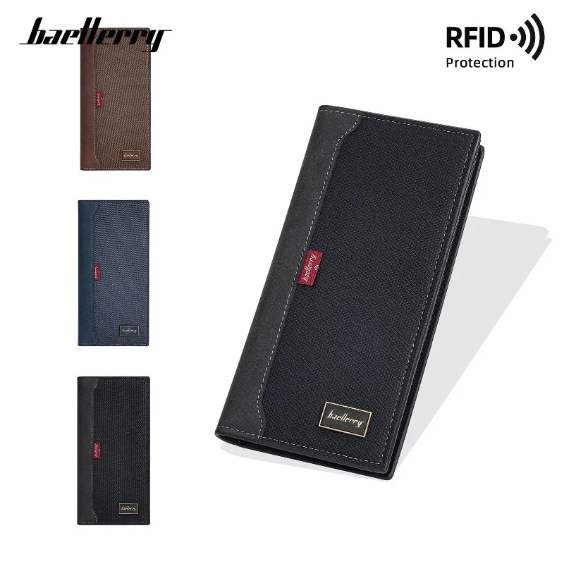 Baellerry RFID Men's Business Long Wallet Multi-Function Coin Purse Large Capacity Clutch Bag Multi-Slot Card Holder