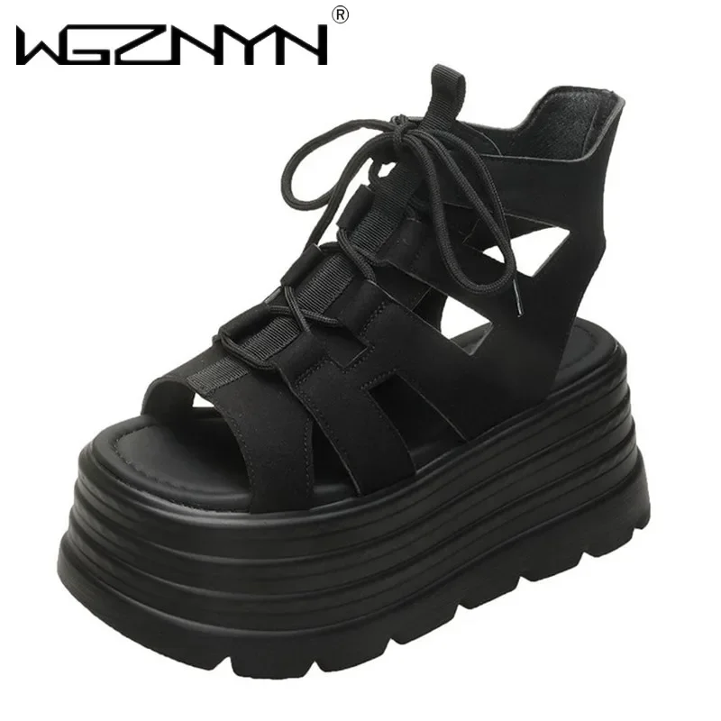 Luxus NEUE Sommer Sandalen 8CM Keil Heels Turnschuhe Frauen Strand Flip Flop Hohe Plattform Casual Sandalen Atmungsaktive Wanderschuhe