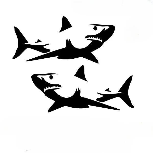 2 x Large Shark sticker decal for boat, car , camper, RV Motorhome