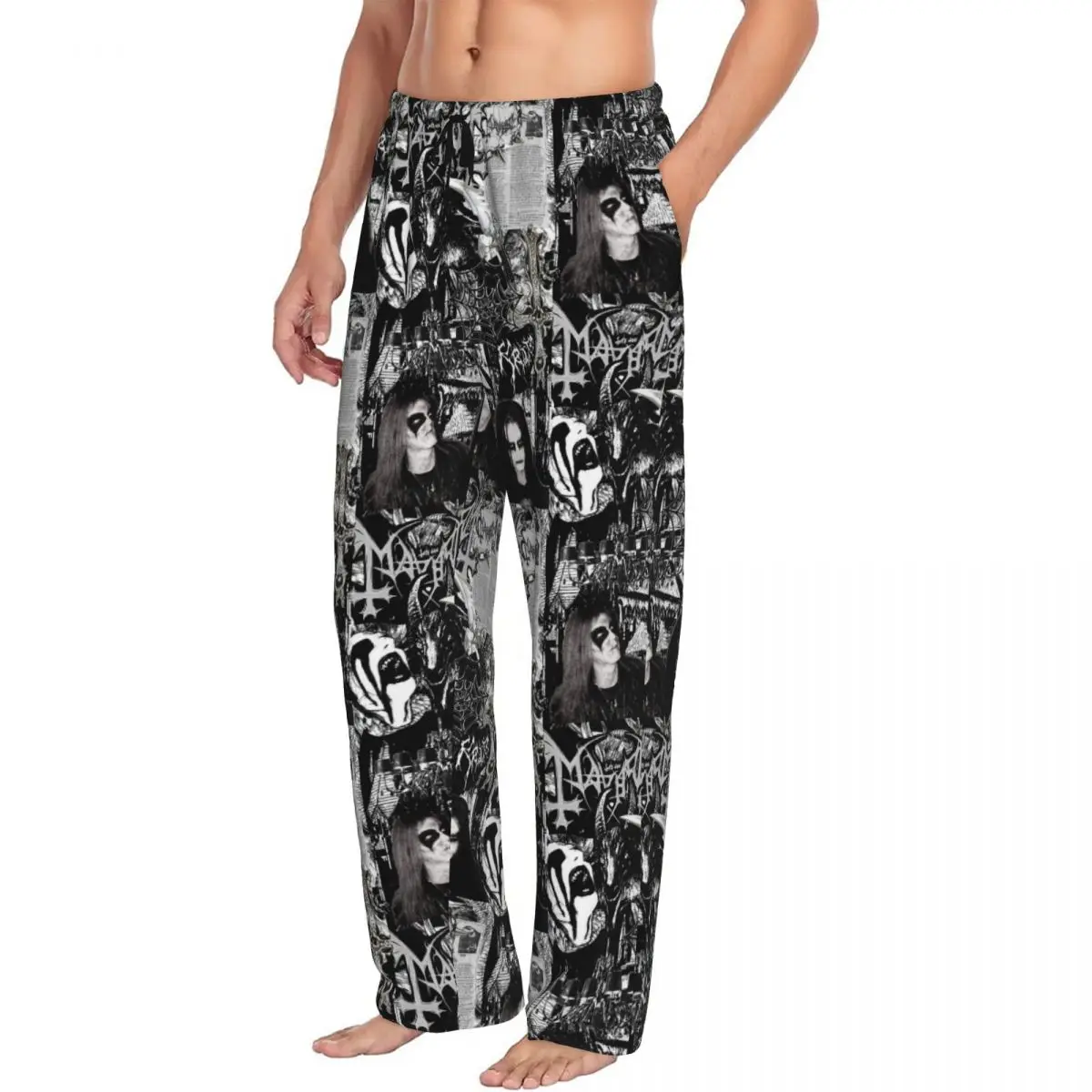 Aangepaste M-Mayhems Rock merk punk pyjamabroek heren nachtkleding lounge slaapbroeken stretch met zakken