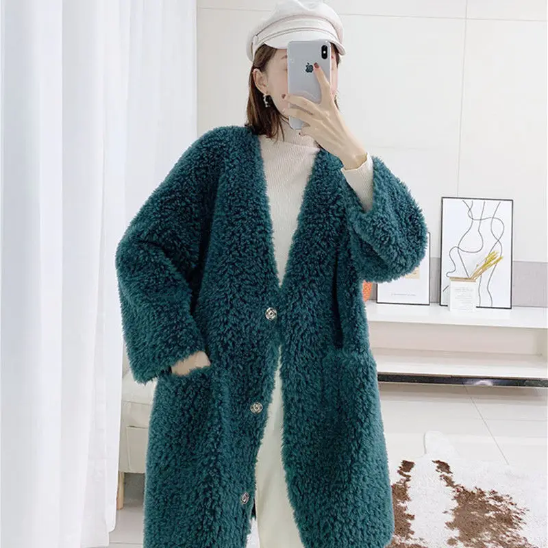 2024 Autumn Winter Sheep Shearling Jacket Ladies Warm Real Fur Coat Women Natural  Genuine  Outwear Female Clothes Q615