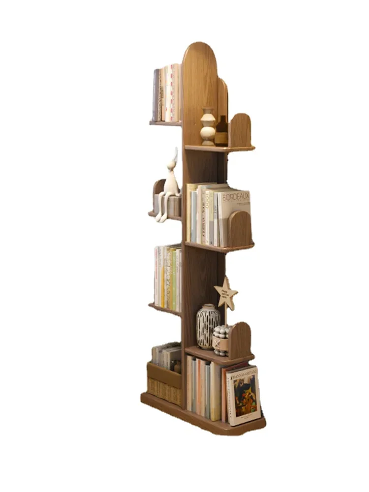 

PQF Solid Wood Bookshelf and Storage Shelf Floor Bedroom Multi-Layer Picture Book Storage Rack