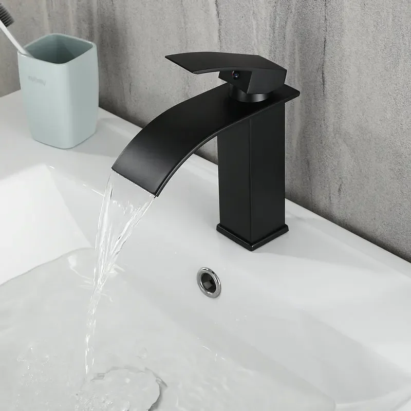 

Home Bathroom Waterfall Faucet - 304 Stainless Steel | For Countertop Washbasin | Cold & Hot Mixer Anti-Splash Water-Saving