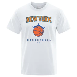 New York Basketball Personality Street Male Clothes High Quality Oversize T-Shirts Summer Breathable T-Shirt Hip Hop Cotton Tops