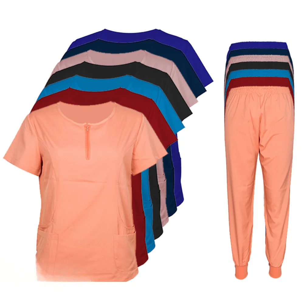 Vêtements de travail pour infirmières, ensemble fendu élastique à manches courtes à séchage rapide pour Salon de beauté d'hôpital, vêtements de travail d'été pour infirmières, ensemble de gommage