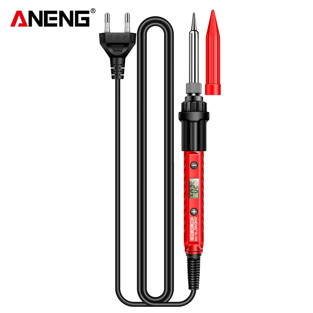 Electric Soldering Iron LCD Digital Display Adjustable Temperature ANENG SL105 Portable 60W Electrician Weld Solder Repair Tools