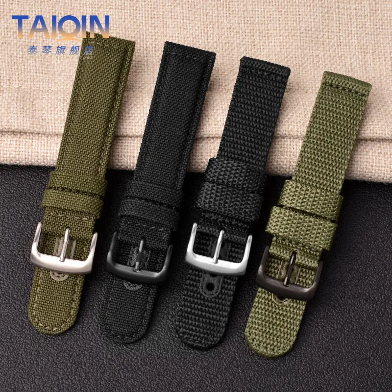 Nylon Leather Bottom Watch Strap for Seiko No. 5 SRPC31J1 Men\'s PROSPEX SPB121J1 20mm 21mm 22mm SSC295J1 Breathable Watchband