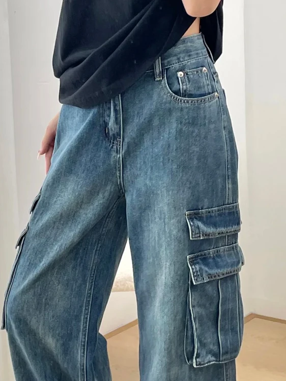 High Waist Wide Leg Denim Jeans Women's Loose Fitting Comfortable Bootcut Trousers for plus Size Ladies Casual Workwear