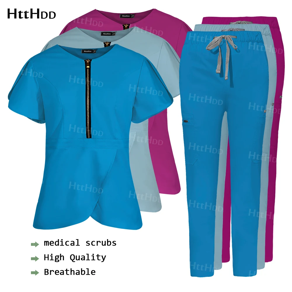 Scrub Sets Uniform Women Joggers Lab Coat Pet Shop Pharmacy Worker Short Sleeve Set High Quality Nursing Doctor Scrubs Wholesale