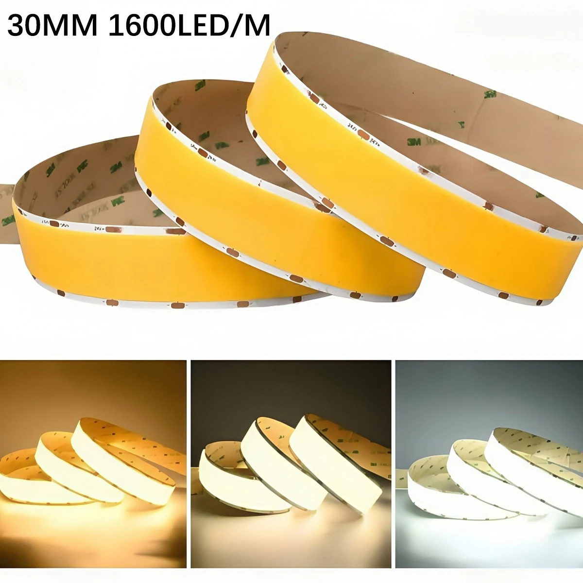 

30mm 5-Row COB LED Strip - 1600 LEDs/m Ultra-High Density Lighting for Home & Industrial Use