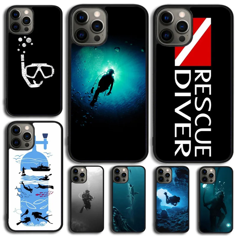 Diver Diving Phone Case Cover For iPhone 15 16 14 Plus 11 12 mini 13 Pro Max Apple X XR XS max