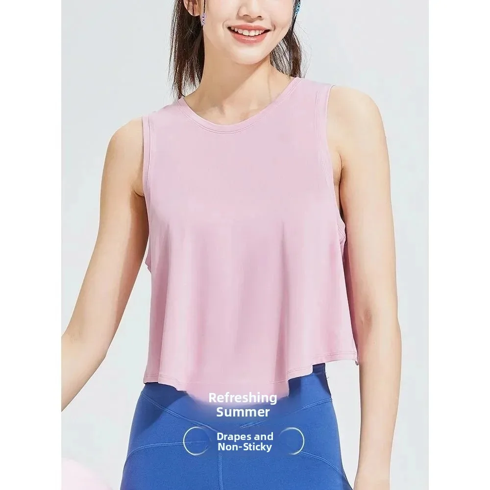 女性用ヨガウェア スウェットクロス バルフィット スポーツウェア ルーズカバーアップベスト ピュアデザイア ホローアウトデザイン