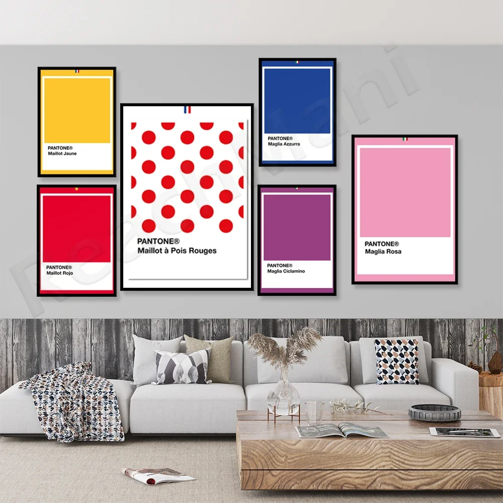 Pantone print, championship jersey, Italy trip to Spain | Bicycle Art | Series of colorful decorative canvas posters