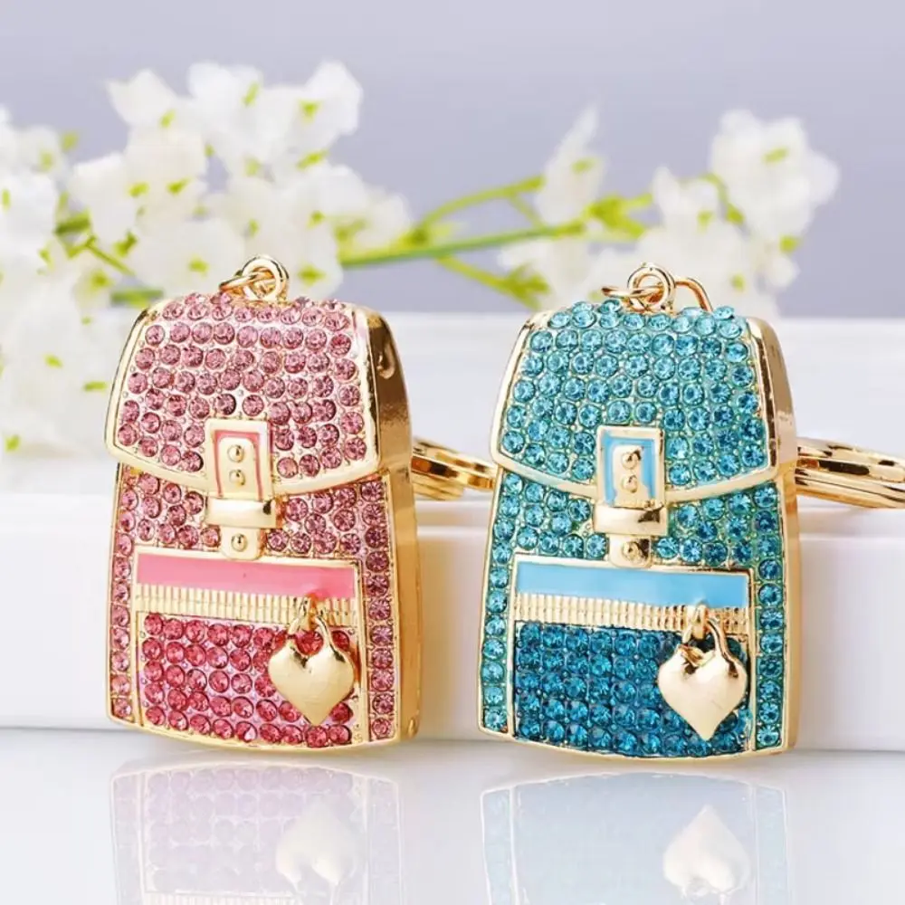 

Rhinestone Bag Shaped Keychain Fully-jewelled Zipper Design Car Key Pendant Sparkle Elegant Bag Accessories Pendant Unisex