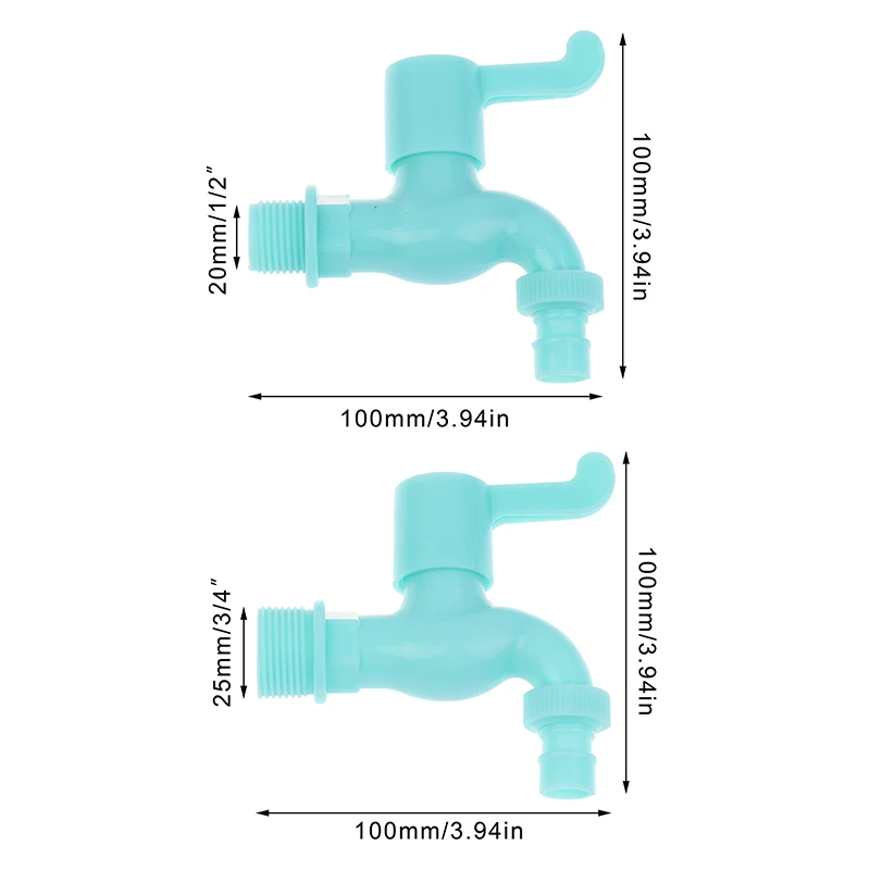 1 Buah Keran Dinding untuk Mesin Cuci dengan Konektor Cepat 3/4 inci dan 1/2 inci, Selang Air Plastik untuk Kolam Pel, Keran Taman Balkon, Keran Tunggal Berpendingin