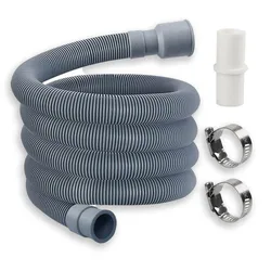 2M Washing Machine Dishwasher Corrugated Drain Hose Long Flexible Extension Waste Pipe Kit with Connector Clip for Bathroom