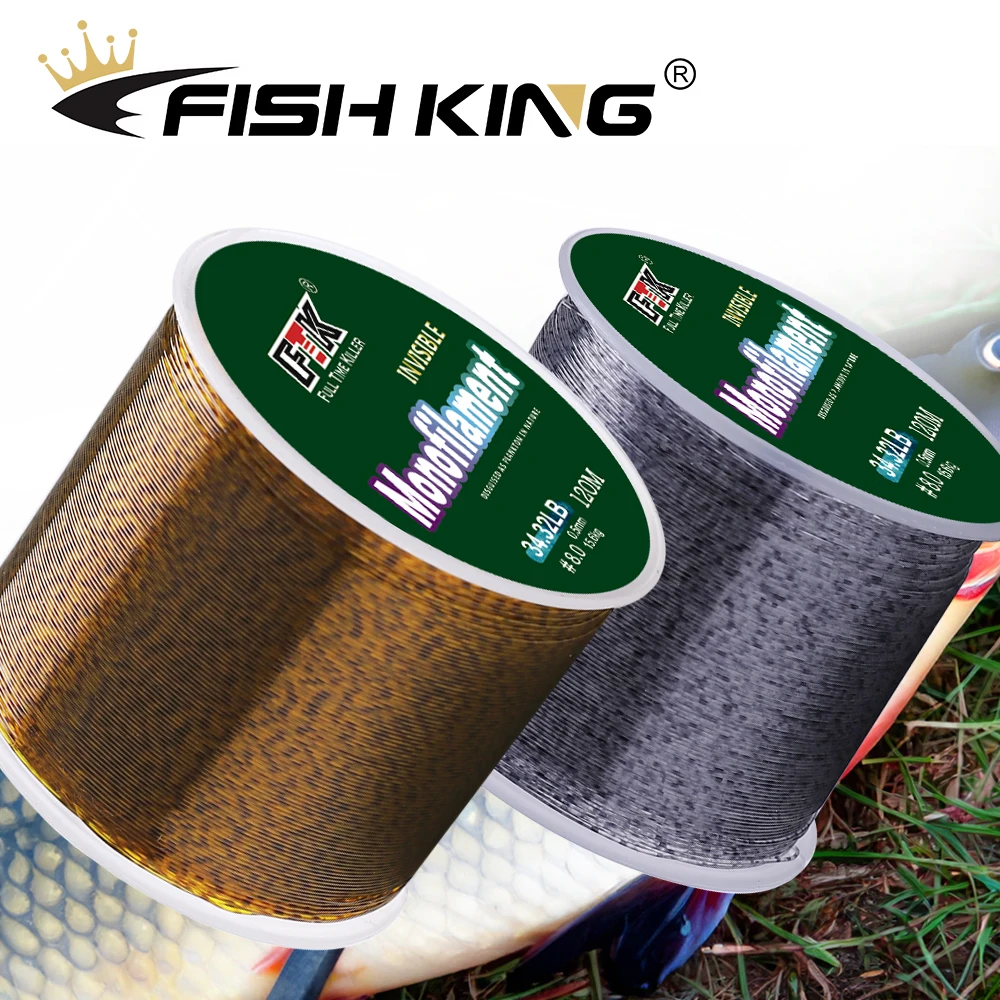 FISH KING 120M 3D Invisible Spoted Super Strong Carp Fishing Line Monofilament  Speckle Fluorocarbon Coated Fishing Line