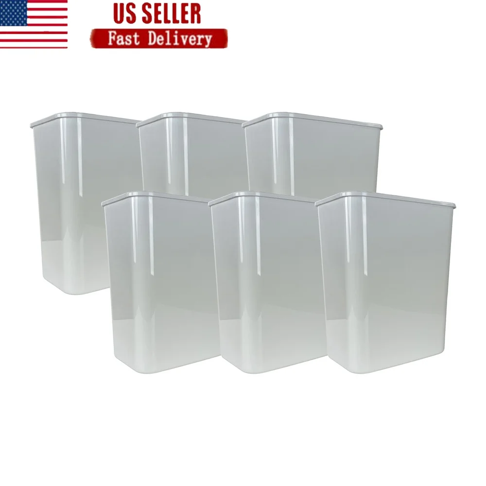 

5.5 Gallon Open Top Plastic Trash Can 6 Pack Slim Wastebasket Durable Kitchen Office Dorm Room Easy Clean