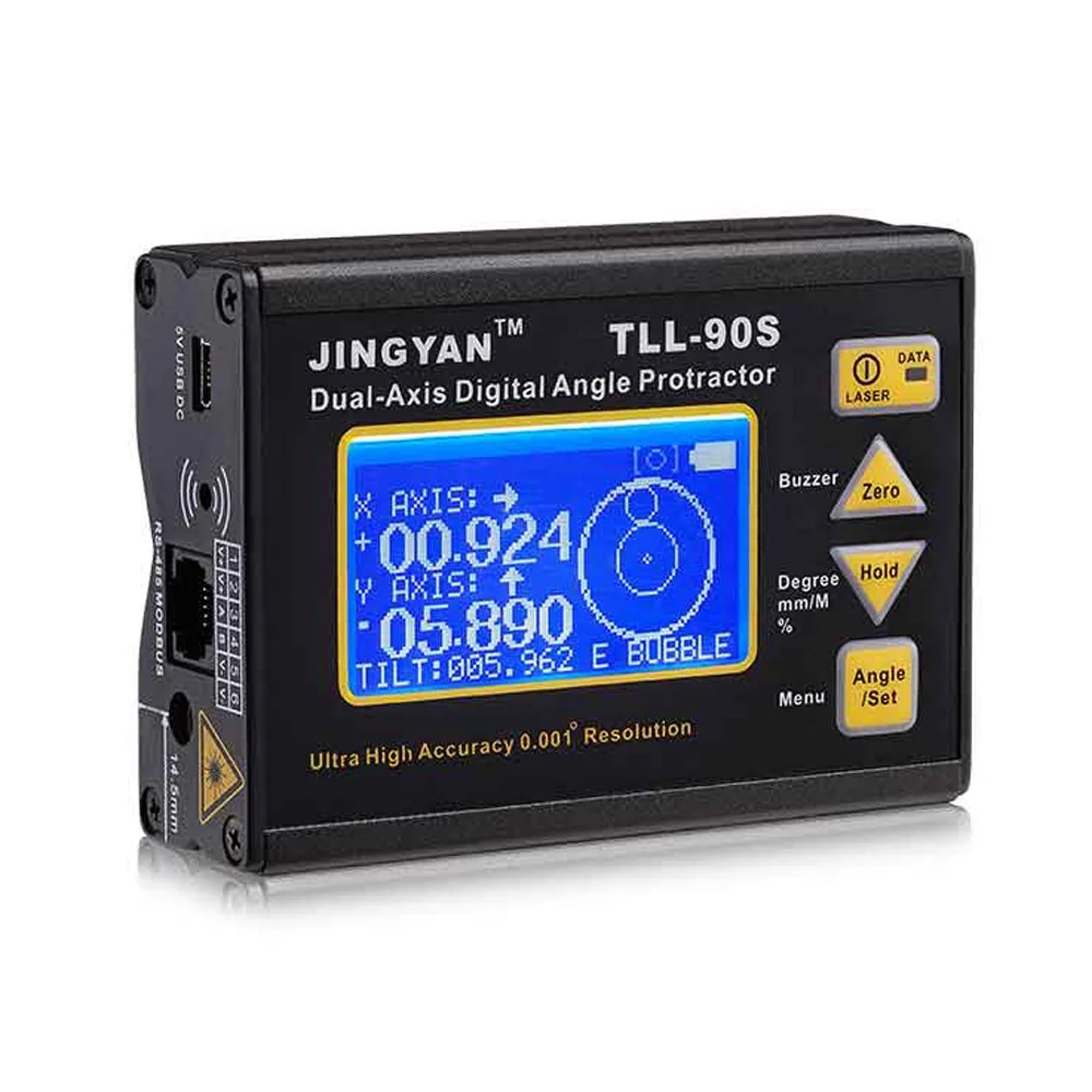 

New TLL-90S Super High Precision Las er LCD Display Angle Meter 0.005 Professional Dual-axis Digital La ser Level Inclinometer