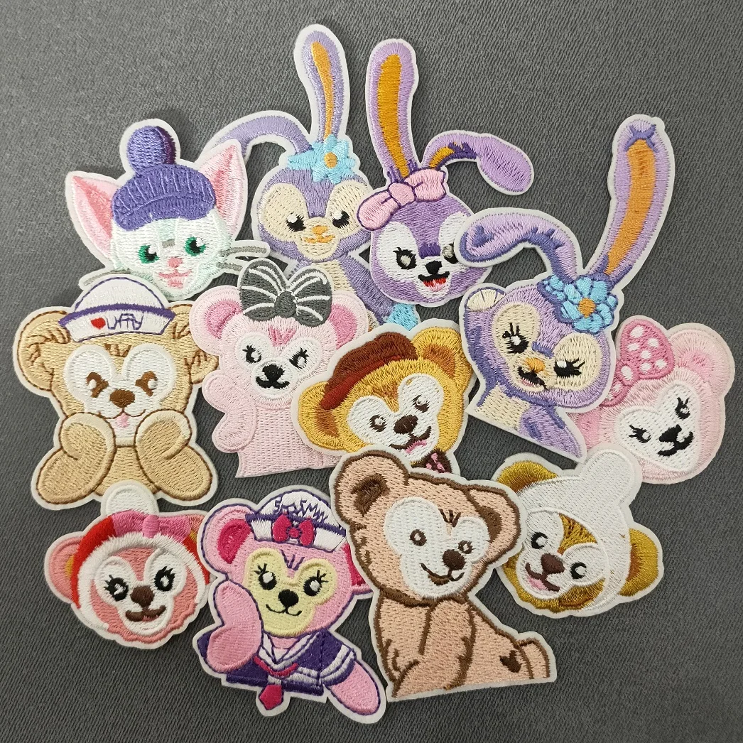 12Pcs Disney StellaLou Bunny Bear ShellieMay Series Iron on Embroidered Patches For Sew Clothes Jeans Ironing Cartoon Applique