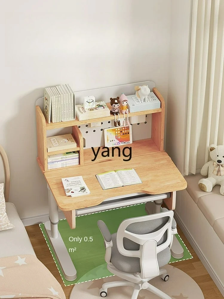 LTT  Rubber Wood Children's Study Desk Lifting Solid Wood Table and Chair Primary School Student Desk