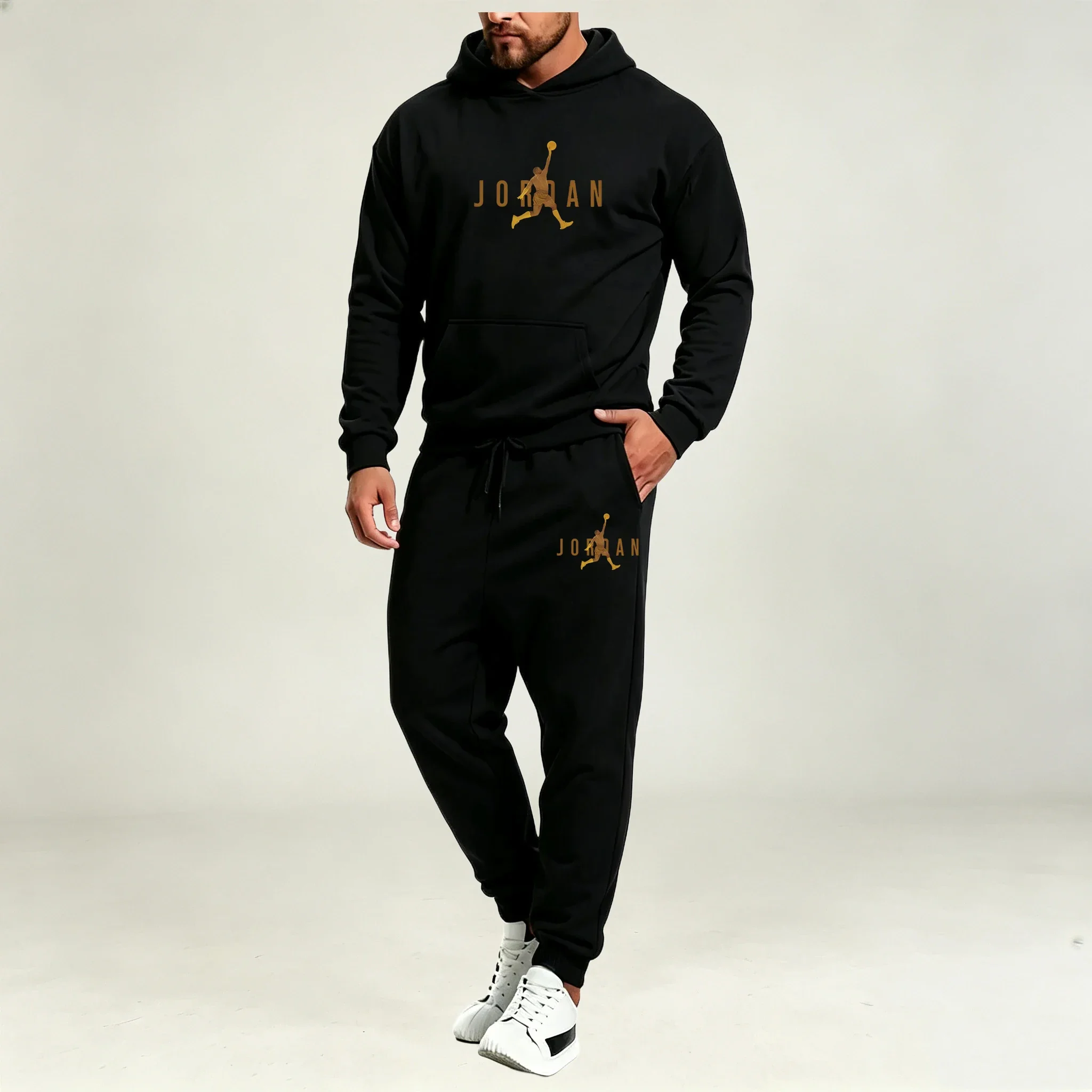 Men's Pullover Sets 2 Piece Autumn Winter Sport Casual Fashion Clothing Hoodies Warm Sweatpants Male Street Workout Outfit Suits