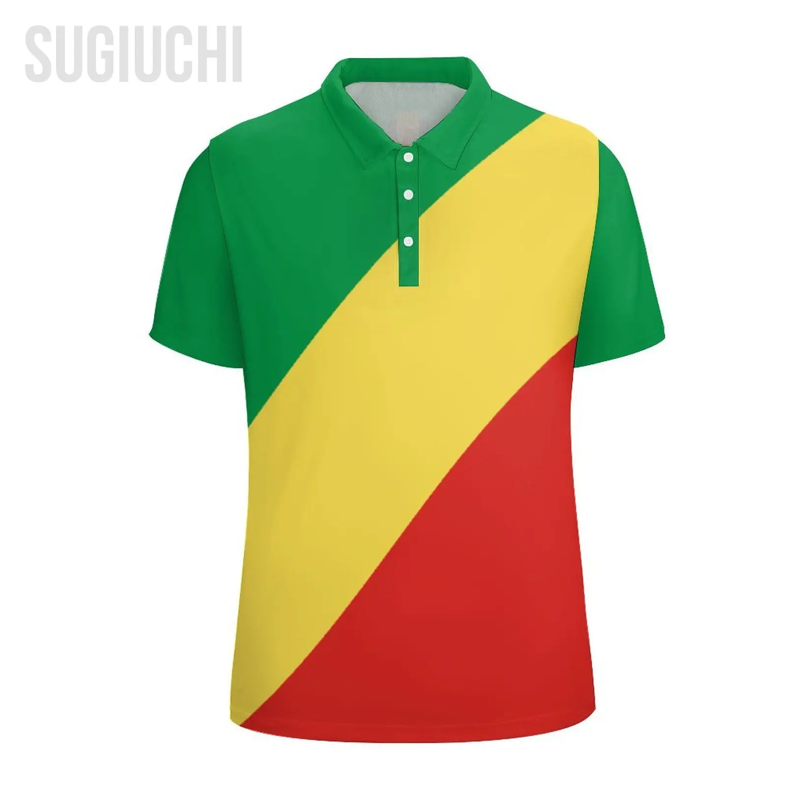 Unisex Polo Shirt Republic of Congo Flag 3D Print Man Polo Fashion Clothing Tracksuits Short Sleeves