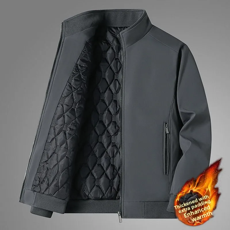 Jaqueta Masculina de Inverno ssa Quente Casual de Negócios com Gola Alta Crimento Longo em Mistura de Poliéster e Aodão