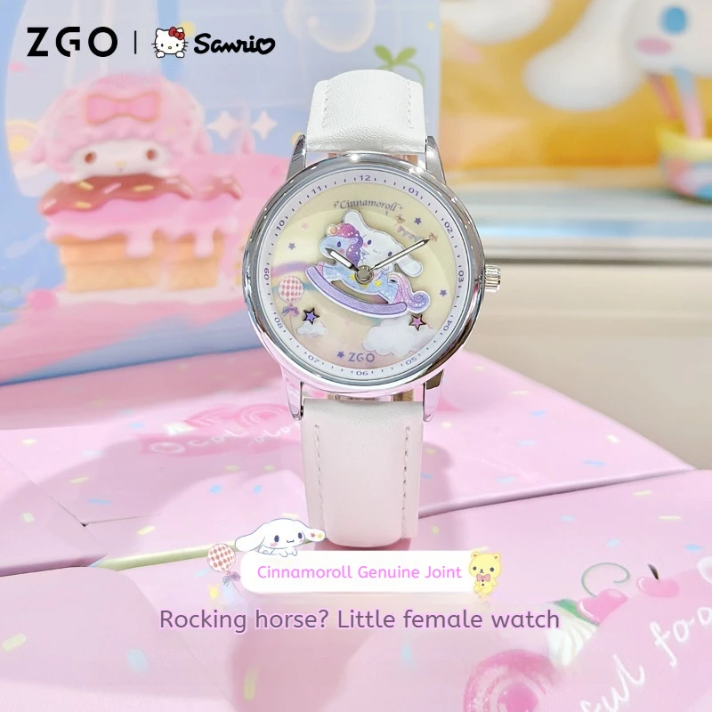 2024 New Cinnamoroll Cute Cartoon Glow-In-The-Dark Waterproof Drop Resistant New Quartz Leather Watch Band Holiday Gift Girls