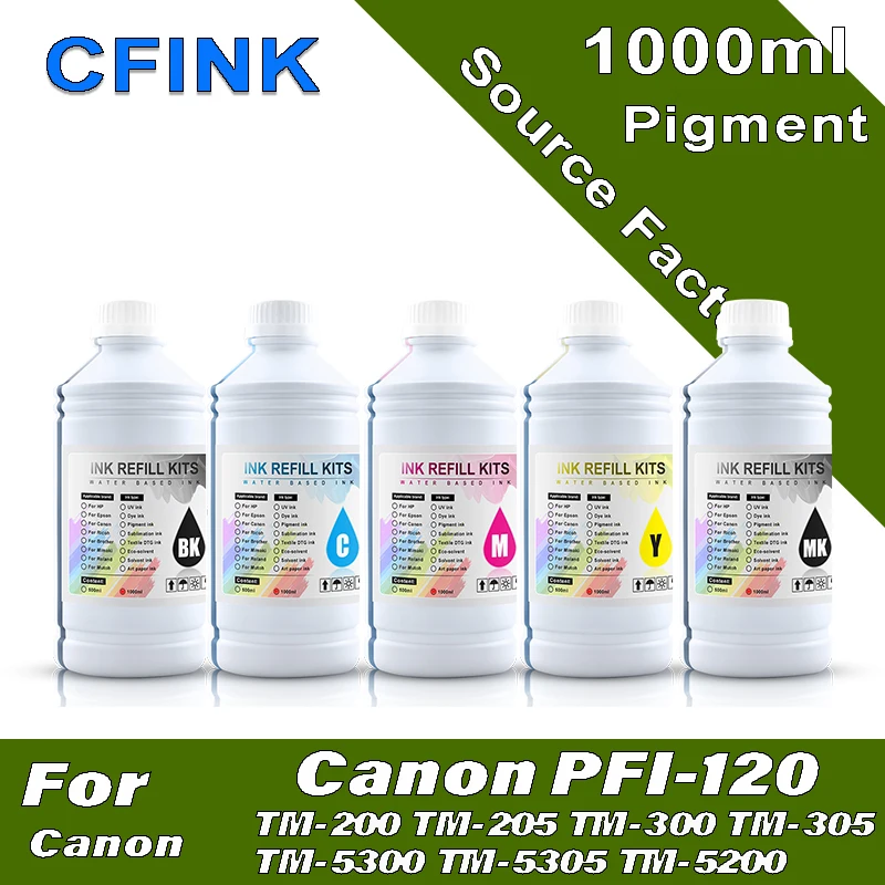 1000ml  PFI-120 Refill pigment ink For Canon TM-200 TM200 TM-205 TM-300 TM-305 TM-5300 TM-5305 TM-5200 Printer PFI-120 Pigment